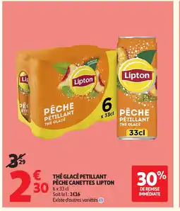 Auchan LIPTON The glacé petillant pêche canettes offre