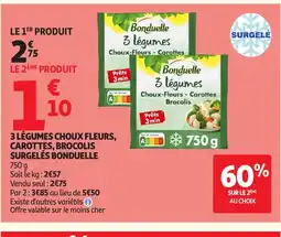 Auchan BONDUELLE 3 légumes choux fleurs, carottes, brocolis surgelés offre