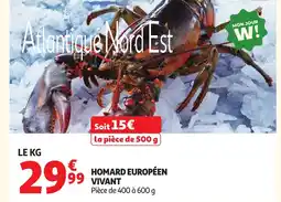 Auchan Homard européen 99 vivant offre