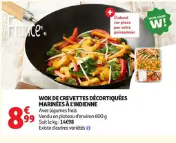 Auchan Wok de crevettes décortiquées marinées à l'indienne offre