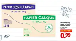Lidl Pochette papier calque ou dessin blanc 12 feuilles offre