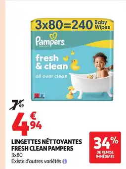 Auchan PAMPERS Lingettes nettoyantes 34% fresh clean offre