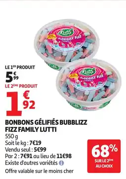 Auchan LUTTI Bonbons gélifiés bubblizz fizz family offre
