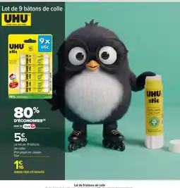 Carrefour Market Uhu stic lot de 9 batons de colle offre