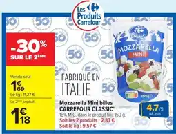 Carrefour Carrefour Classic Mozzarella Mini billes offre