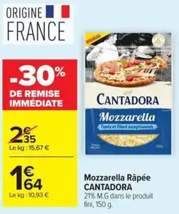 Carrefour CANTADORA Mozzarella Râpée offre