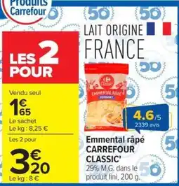 Carrefour Carrefour Classic Emmental râpé offre