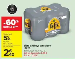 Carrefour Market LEFFE Bière d'Abbaye sans alcool offre
