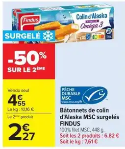 Carrefour Findus Bâtonnets de colin d'Alaska offre