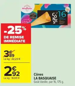 Carrefour Market LA BASQUAISE Cônes offre