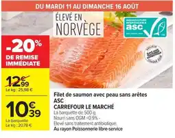 Carrefour Market ASC Filet de saumon avec peau sans arêtes offre