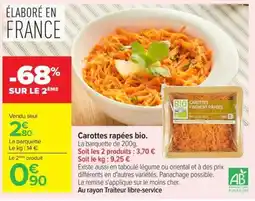 Carrefour Carottes rapées bio offre