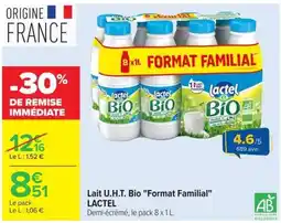 Carrefour Market Lactel Lait U.H.T. Bio offre