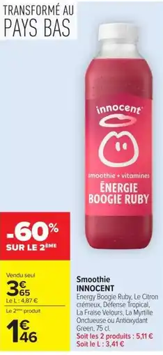 Carrefour Market innocent Smoothie Énergie Boogie Ruby offre