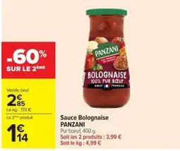 Carrefour Market PANZANI Sauce Bolognaise offre