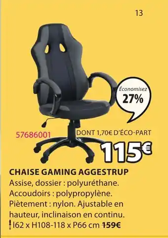 JYSK Chaise Gaming Aggestrup offre