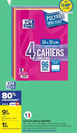 Carrefour Lot de 4 cahiers openflex offre