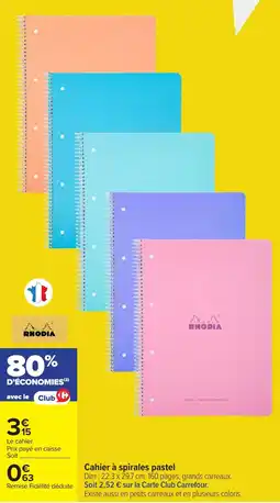 Carrefour Rhodia cahier à spirales pastel offre