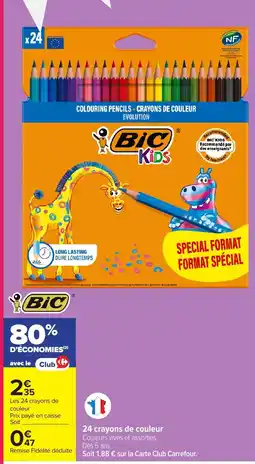 Carrefour Bic 24 crayons de couleur offre