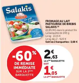 Super U Salakis Fromage au lait pasteurisé de brebis offre