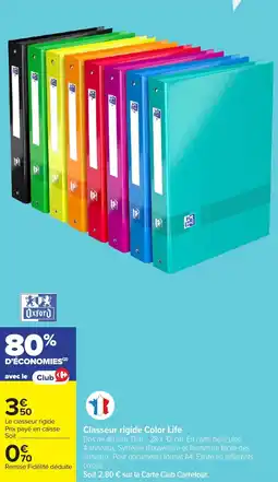 Carrefour Oxford Classeur rigide Color Life offre