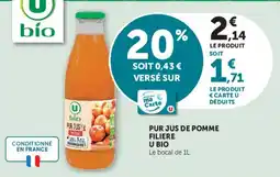Super U U BIO Pur jus de pomme offre