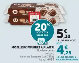 Super U U Moelleux fourres au lait offre