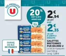 Super U GALETTES BRETONNES PUR BEURRE U offre