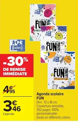 Carrefour Oxford Agenda scolaire FUN offre