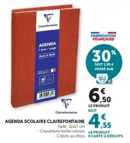 Super U Clairefontaine Agenda scolaire offre