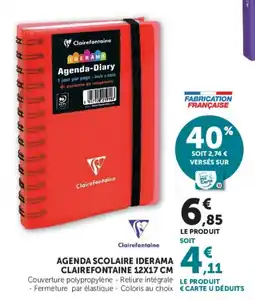 Super U Clairefontaine Agenda scolaire Iderama offre