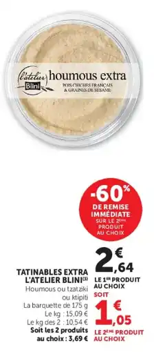 Super U L'ATELIER BLINI Houmous extra offre