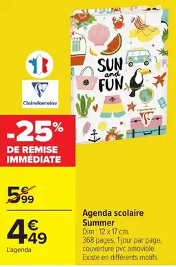 Carrefour Clairefontaine Agenda scolaire Summer offre