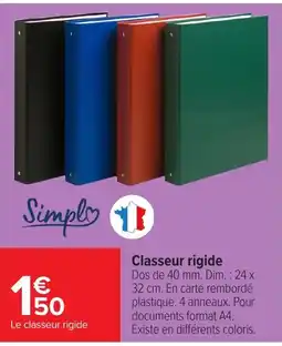 Carrefour Simplé Classeur rigide offre