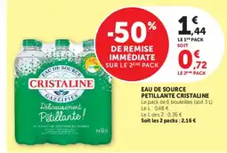 Super U CRISTALINE EAU DE SOURCE PETILLANTE offre