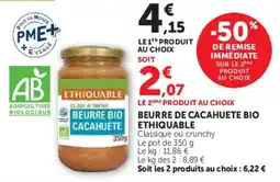 U Express ETHIQUABLE BEURRE BIO CACAHUETE offre