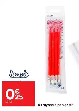 Carrefour Simple crayons à papier HB offre