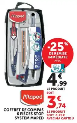 Super U Maped COFFRET DE COMPAS 6 PIÈCES STOP SYSTEM MAPED offre
