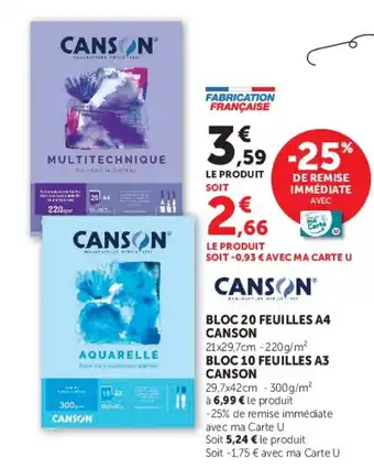 Canson Bloc 20 feuilles A4