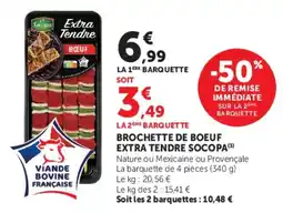 Super U SOCOPA Brochette de bœuf extra tendre offre