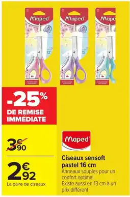 Carrefour Maped Ciseaux sensoft pastel offre