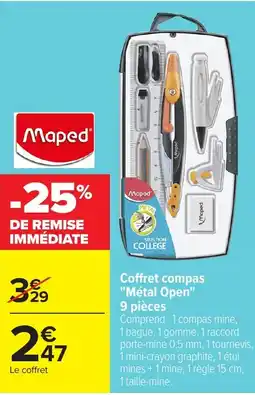 Carrefour Maped Coffret compas "Métal Open" offre