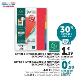 Super U EXACOMPTA INTERCALAIRES offre