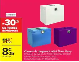 Carrefour Pierre Henry Classeur de rangement métal offre