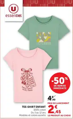 Super U essentiel TEE-SHIRT ENFANT offre