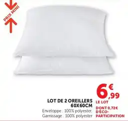 Super U Lot de 2 oreillers offre