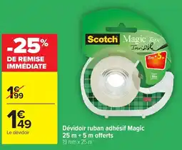 Carrefour Scotch Dévidoir ruban adhésif Magic offre