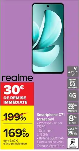 Carrefour realme Smartphone C71 forest owl offre