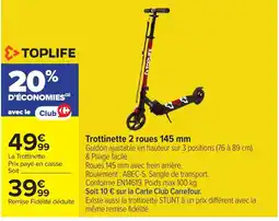 Carrefour TOPLIFE Trottinette 2 roues 145 mm offre
