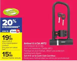 Carrefour DURCA Antivol U à Clé ART2 offre